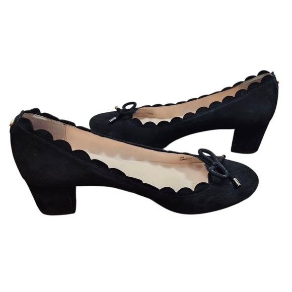 kate spade new york Women's Yasmin Scalloped Block Heel Pumps Suede Size 9 M - Picture 2 of 10